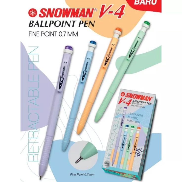 

COD Pulpen Snowman V4 Semi Gel Retractable pen 7mm 1pak12pcs