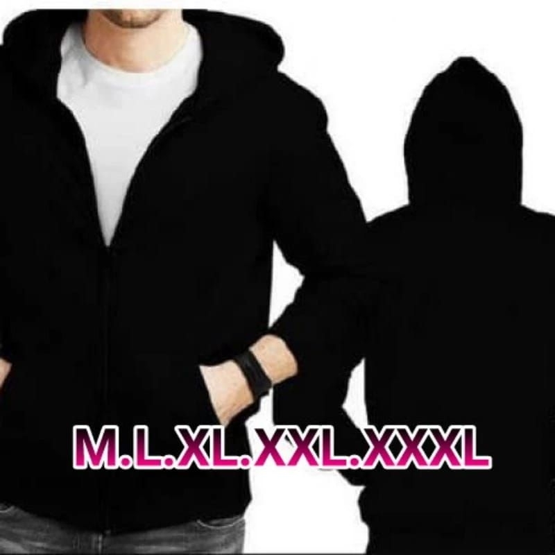 JAKET ZIPPER HOODIE RESLETING POLOS HITAM TUA