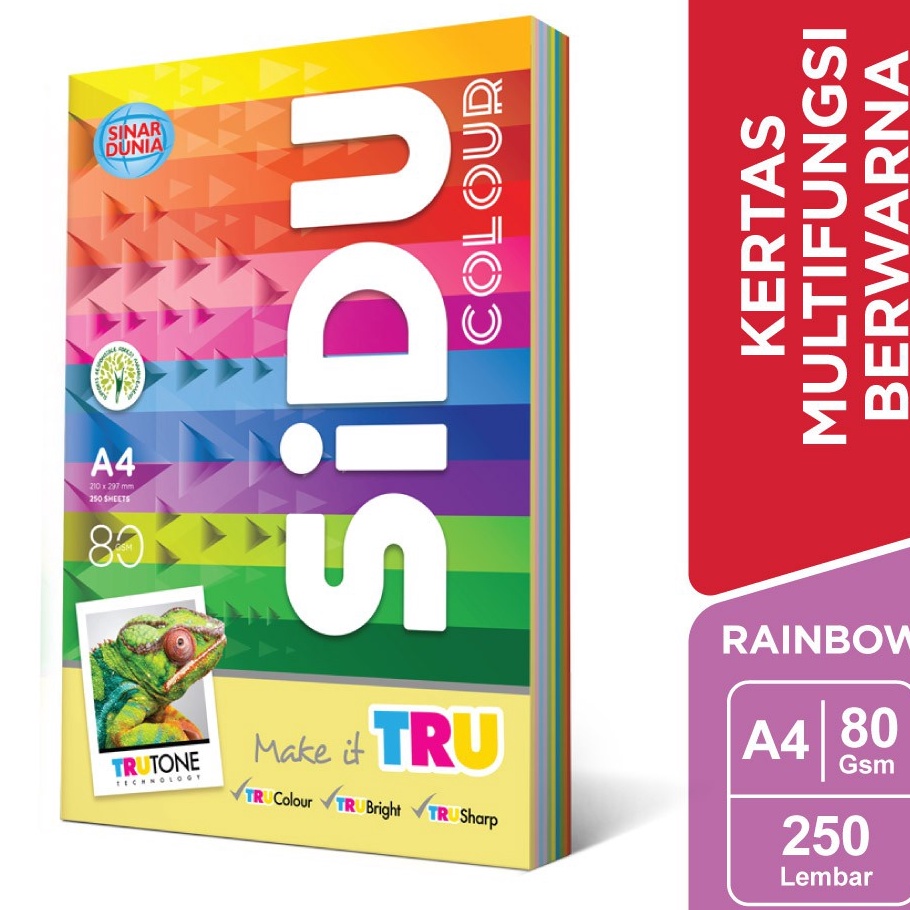 

Terlaris SiDU Kertas Fotocopy Berwarna Rainbow 1 warna 8 GSM A4 SDU RBW 8 A4 25