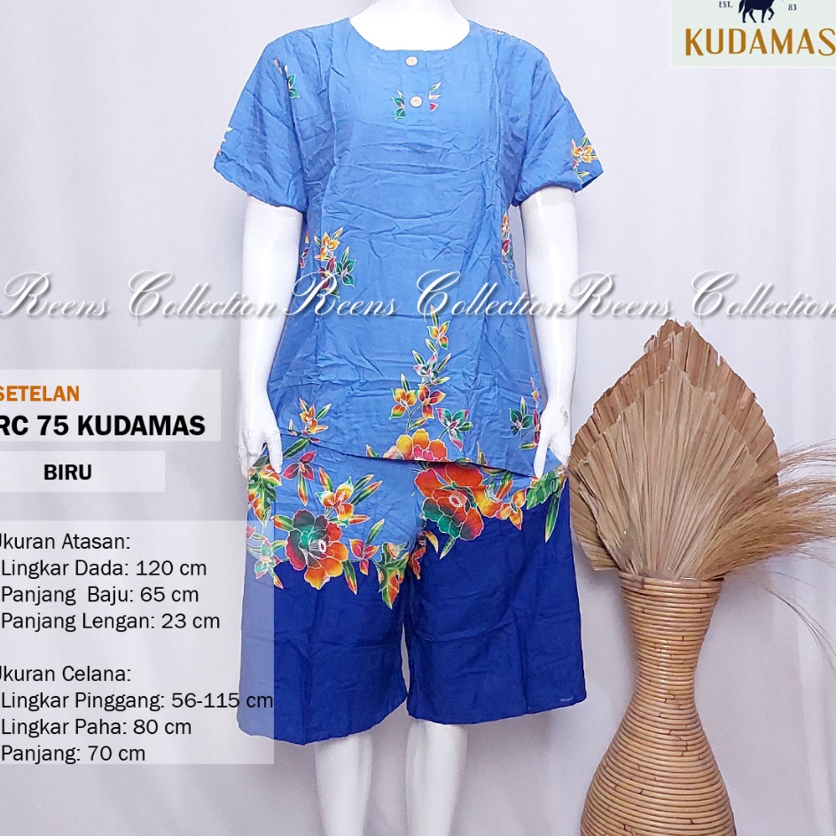 Terbaru  Batik Kuda Mas Setelan RC 75 LD12cm Batik Print  Piyama Wanita Kulot Pendek Lengan Pendek 2