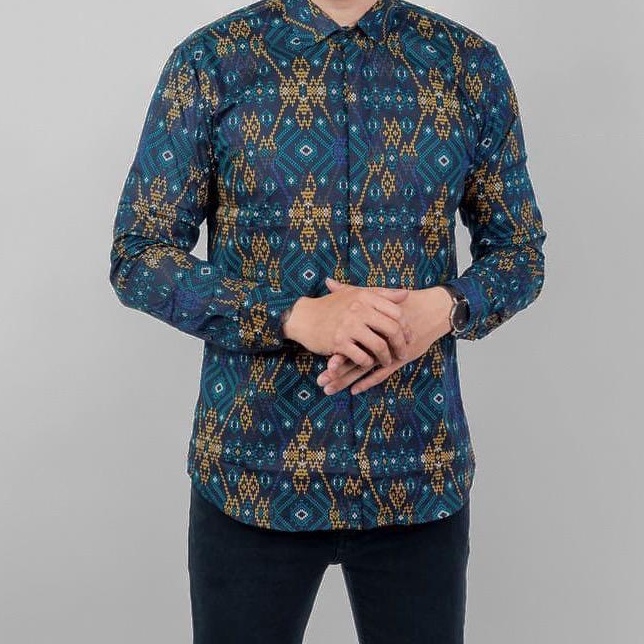 Obral Pesanan  Winkeel Baju Kemeja Batik Pria Dewasa Lengan Panjang Atasan Batik Slimfit Pria Premiu