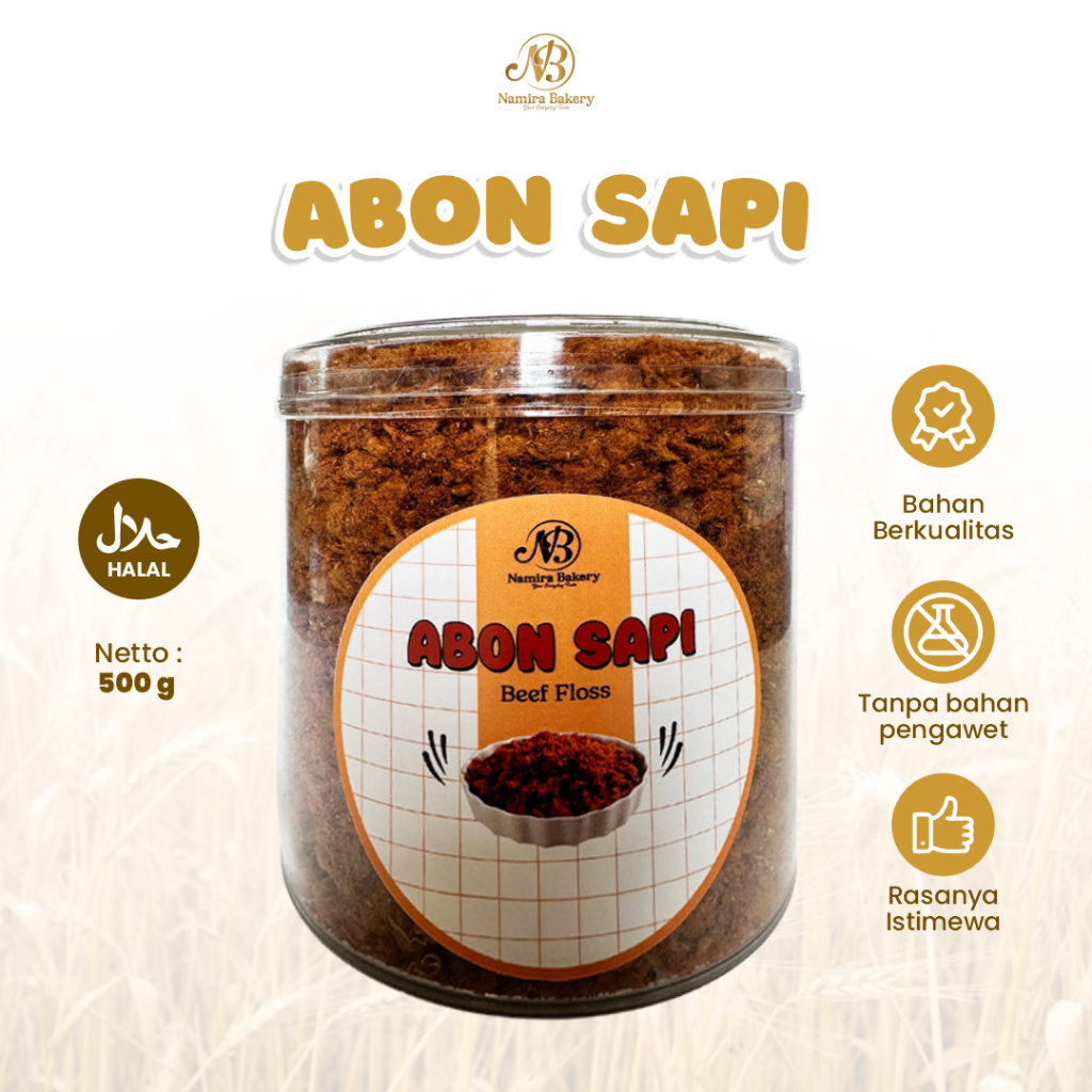 

Abon Sapi Kemasan Praktis 500g Home Made Daging Ayam Asli Namira Bakery