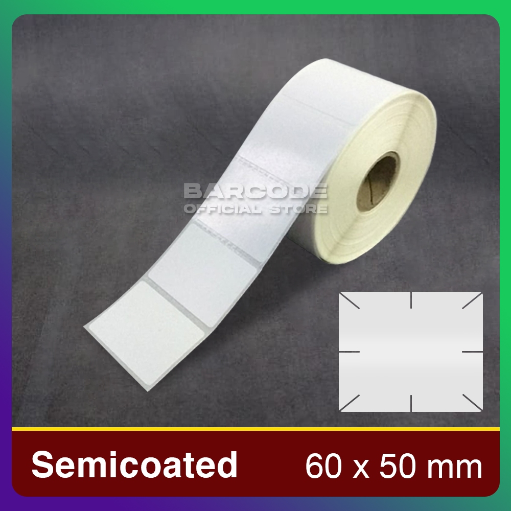 

Label Cacah Semicoated 60x50mm / 60x50 / 60 x 50 mm Stiker Barcode isi 1000 Pcs