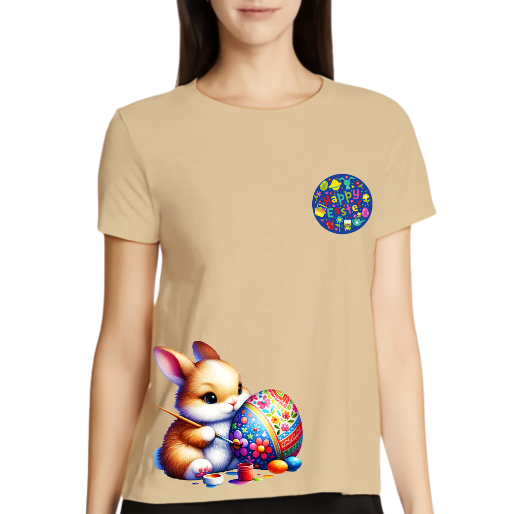 Orora Kaos Wanita Paskah Happy Easter Cute Rabbit 3D Cartoon - Baju Atasan Sablon High Quality Pria Wanita Ukuran S M L XL XXL XXXL keren Original ORPKH 07