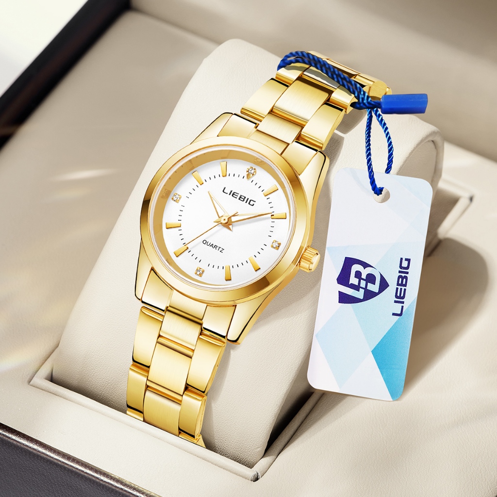 LIEBIG Jam Tangan Wanita Jam Tangan Anti Air Original Jam Tangan Cewek Elegan Gold