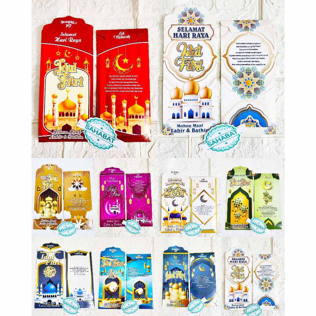 

[ 10 PCS ] AMPLOP / ANGPAU LEBARAN UKURAN 7,7 CM × 16 CM BESAR BAHAN HVS TEBAL MOTIF MASJID ( ISI 10 PCS )