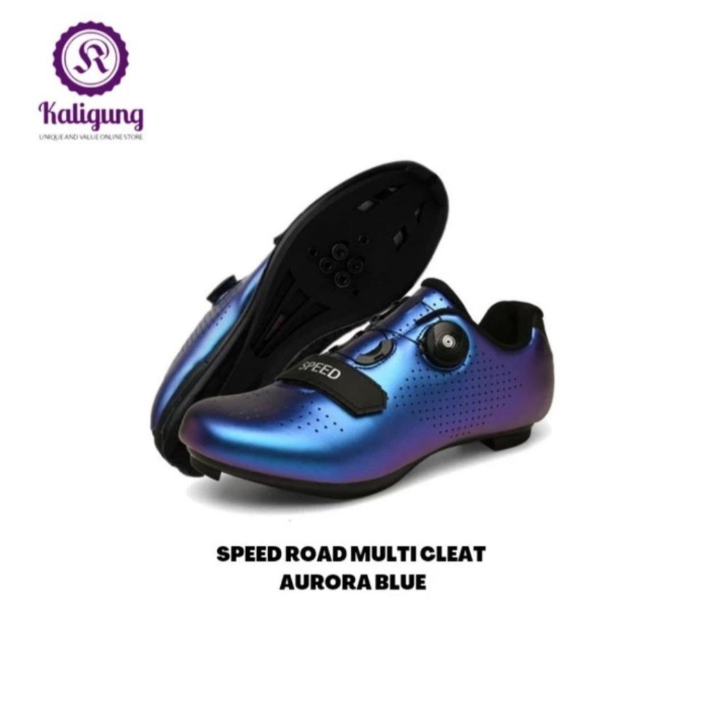 Sepatu Roadbike Multi Cleat SPEED Aurora Blue- Sepatu Gowes Balap - Sepatu MTB Roadbike