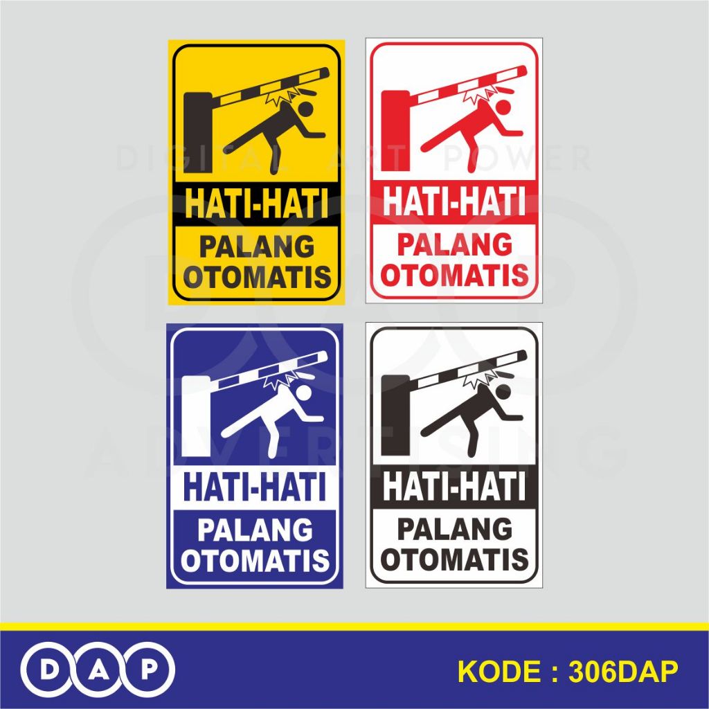 

306 - STIKER HATI HATI PALANG OTOMATIS - 20 X 30 CM - VYNIL - TERBAIK