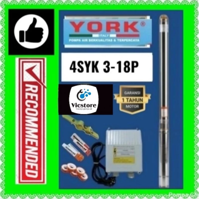 Pompa satelit York 1.5hp casing pipa sumur 4 inch submersible 4inchi