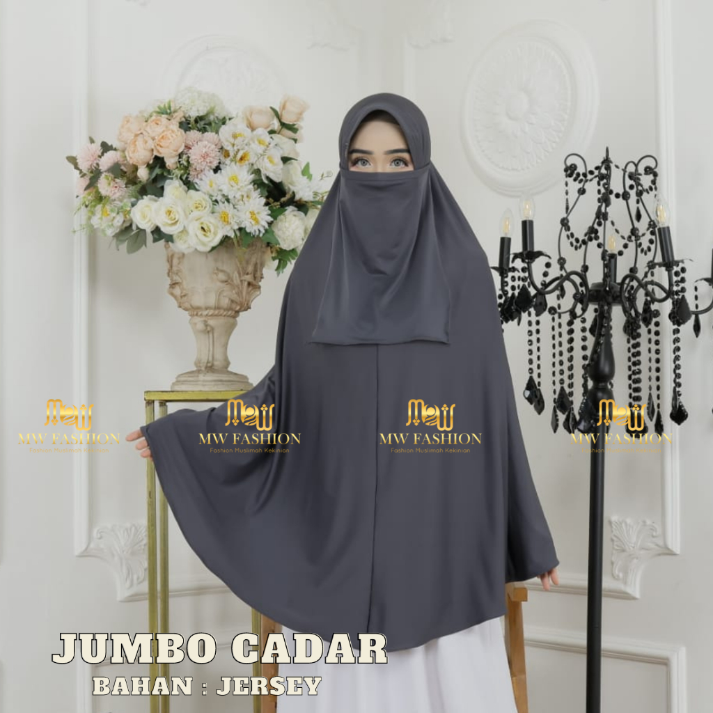 Jilbab Cadar SuperJumbo/JilbabCadar NiqobTali/Hijab Pad Antem Termurah (Jumbo Cadar)