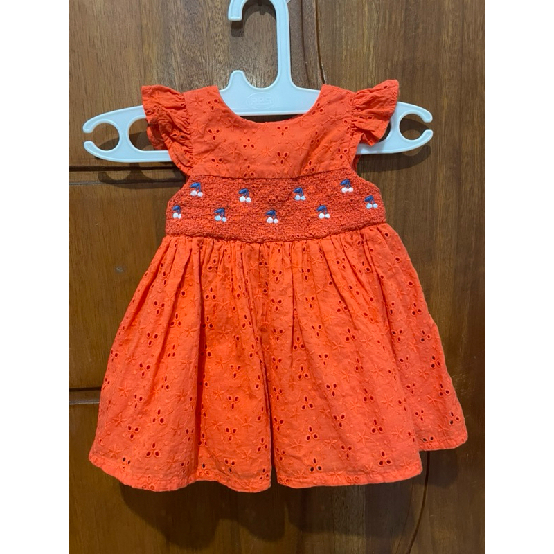 preloved like new dress baby smocked Mothercare embordery katun bolong