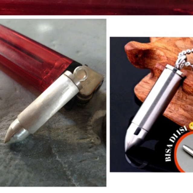 Bandul Kalung Peluru Perak Bisa Diisi Handmade