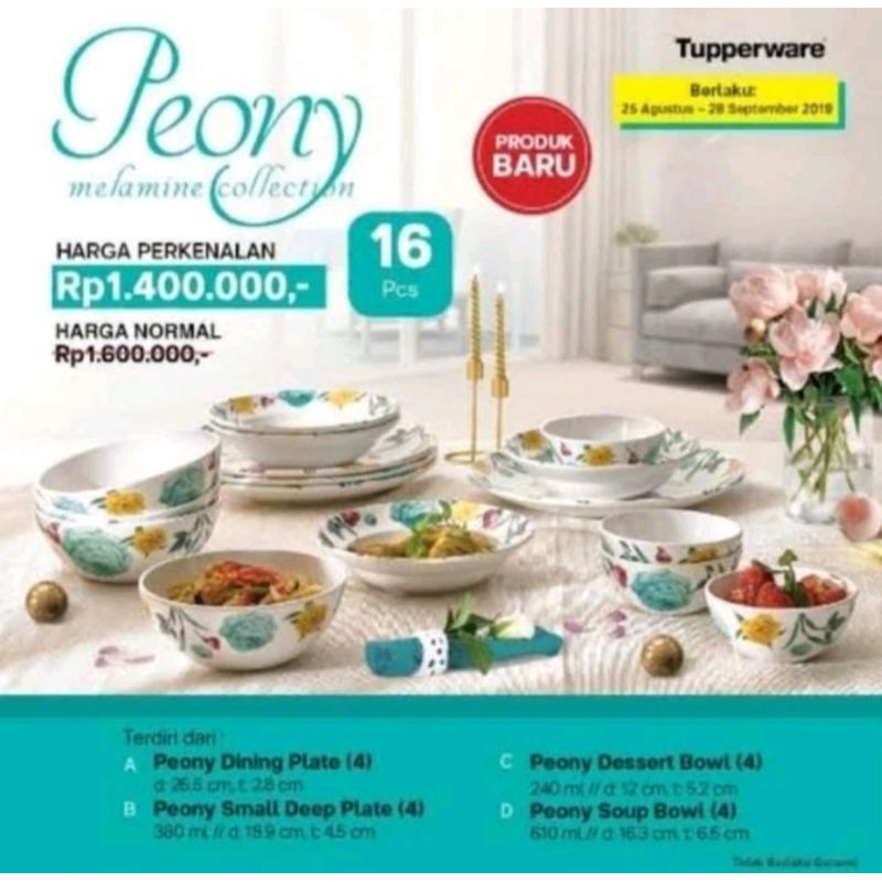Peony Melamine set collection Tupperware