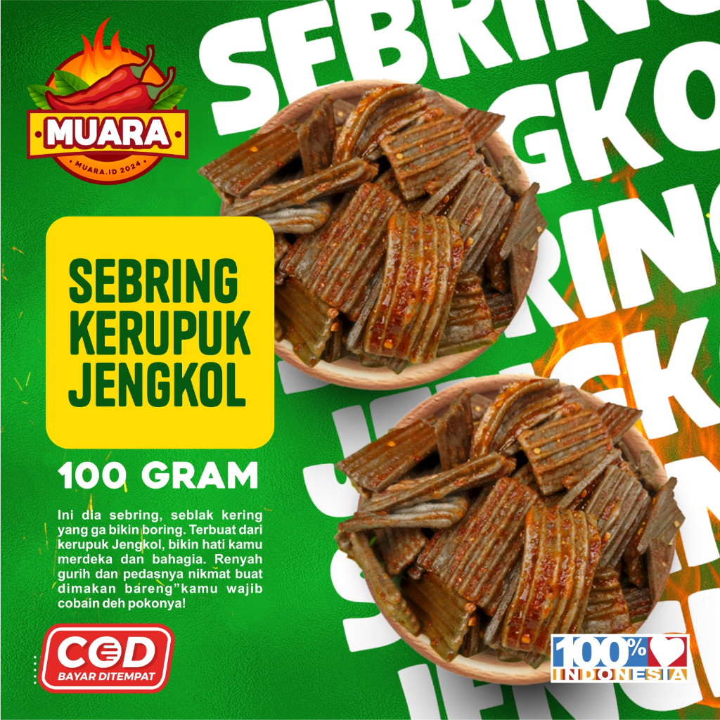 

SEBRING KERUPUK JENGKOL PEDAS 100 GR SEBLAK KERING MUARA