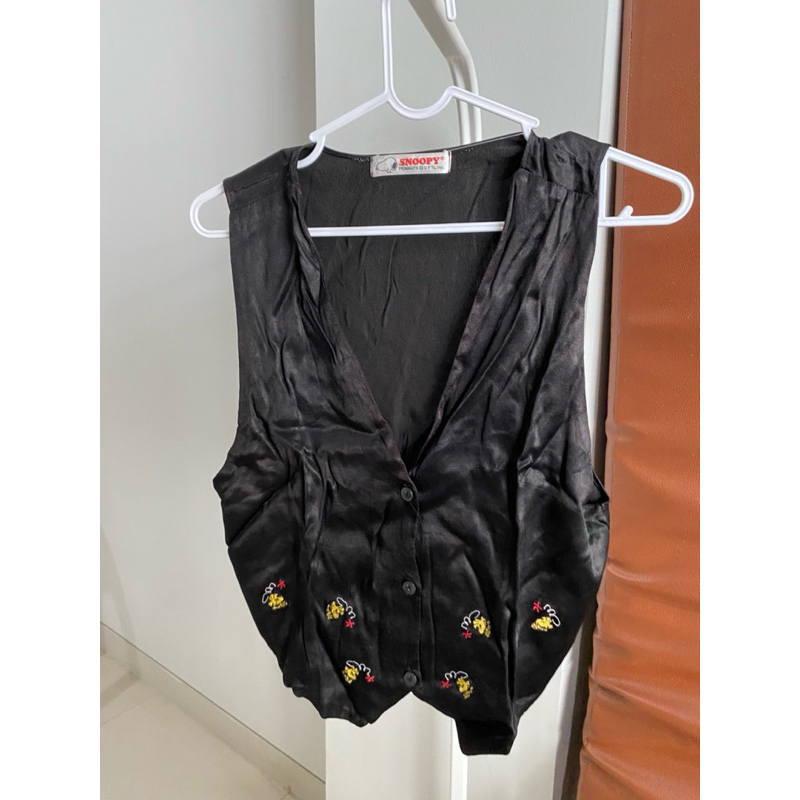 Preloved Vest Anak | Vest hitam | Atasan | Kemeja Vest Satin silk