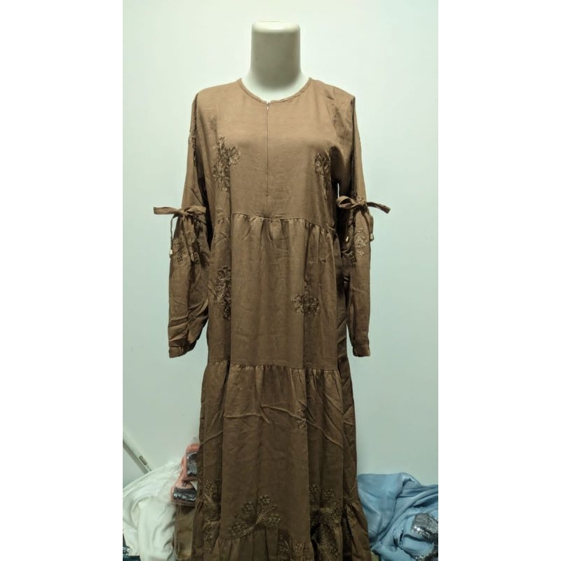 Gamis Dress Linen Bordir/ gamis bordir/ dress bordir/ bahan linen
