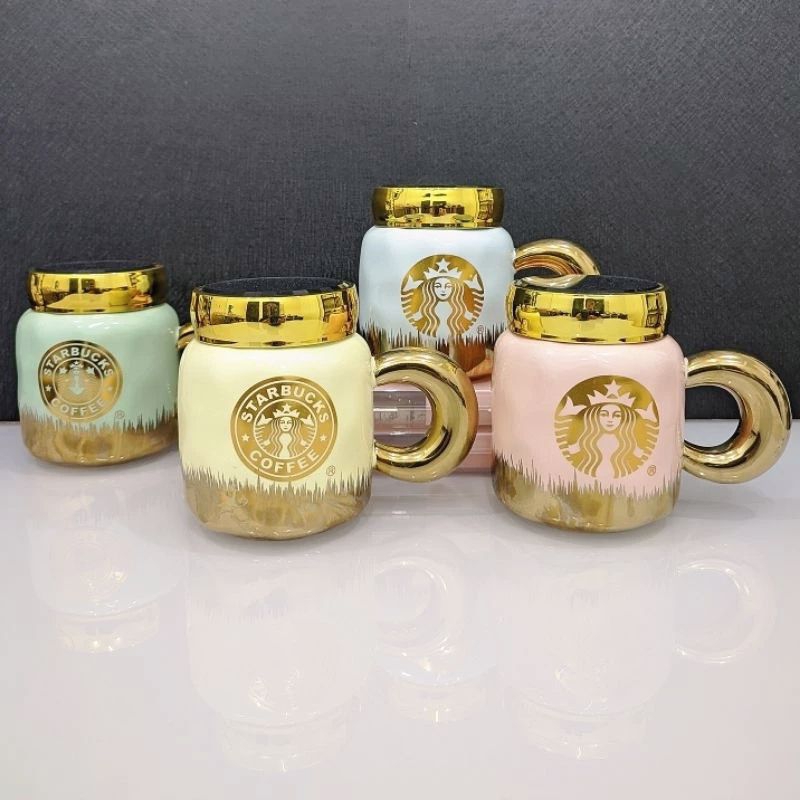 MUG KERAMIK STARBUCKS TUTUP PUTAR DAN CERMIN