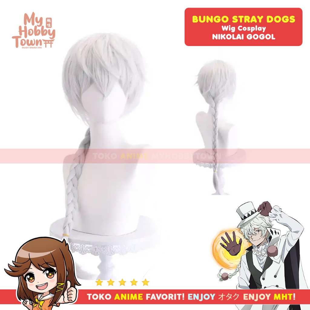 Wig Cosplay Anime Bungou Stray Dogs : Nikolai Gogol Rambut Palsu