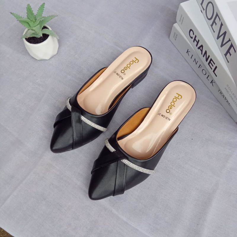 Sepatu Bustong Wanita Diamond - Fladeo - Hak 3 cm - Pantofel Harian Wanita