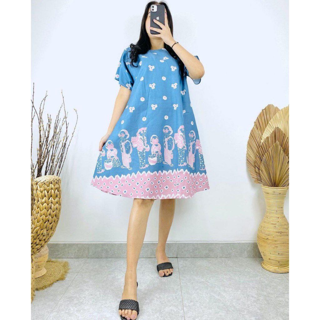 Benang Raja Dress Katun Jumputan Pendek Soft New Collection