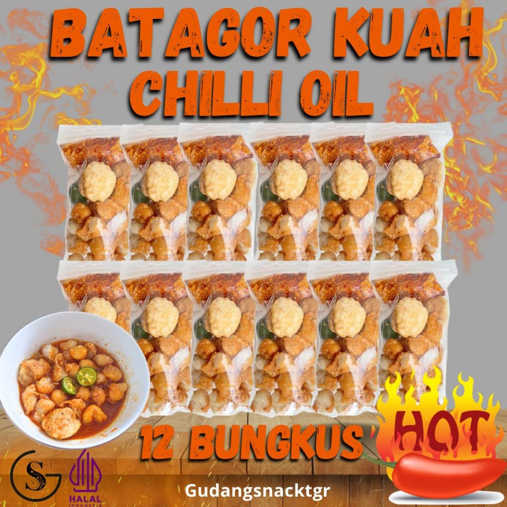 

Paket Hemat [CHILLI OIL] 12 Bungkus Batagor Kuah Chilli Oil Pedas Instan Food