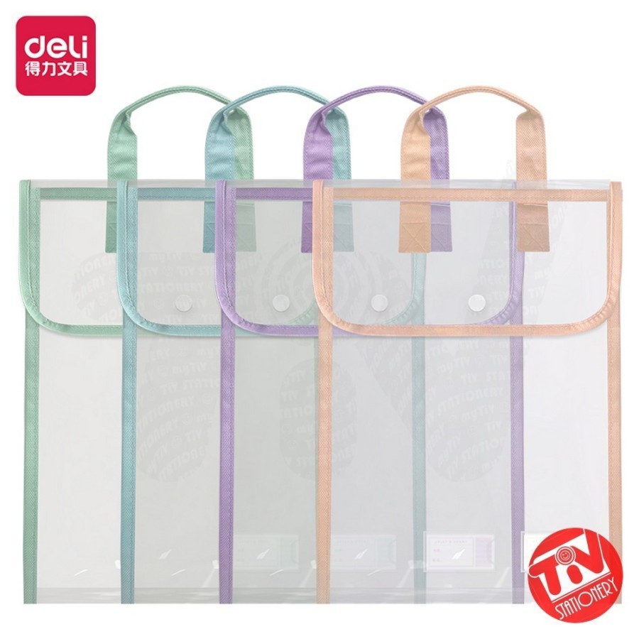 

Tas Kancing Multifungsi Deli Document Bag PVC Transparan A4 w/ Handle