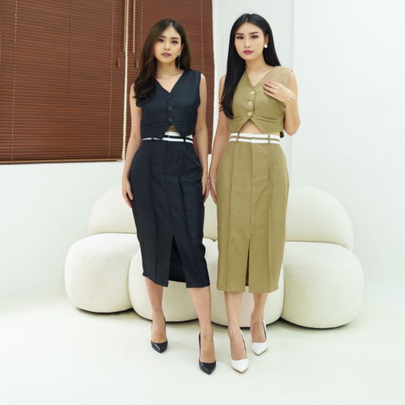 one set skirt jeniya/stelan atasan dan bawahan wanita / atasan dan rok wanita