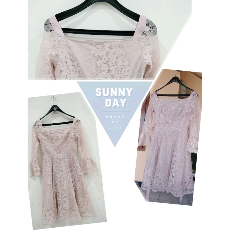 Mini Dress Cewek Fashion Korea Pink Muda Pre Loved (Bekas)