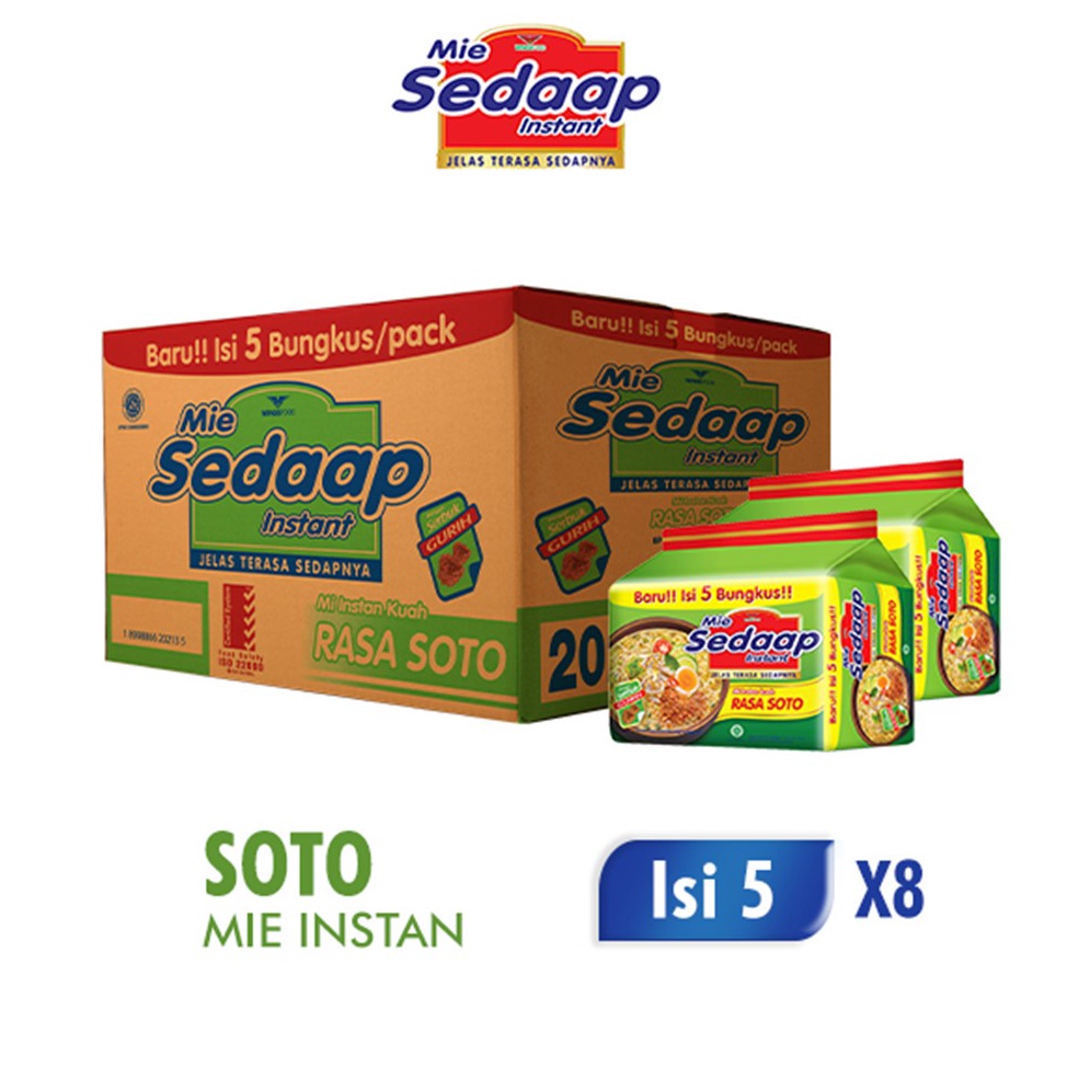 

KODE NQB889 Mie Sedaap Soto 75gr isi 5 x 8 pack 1 box