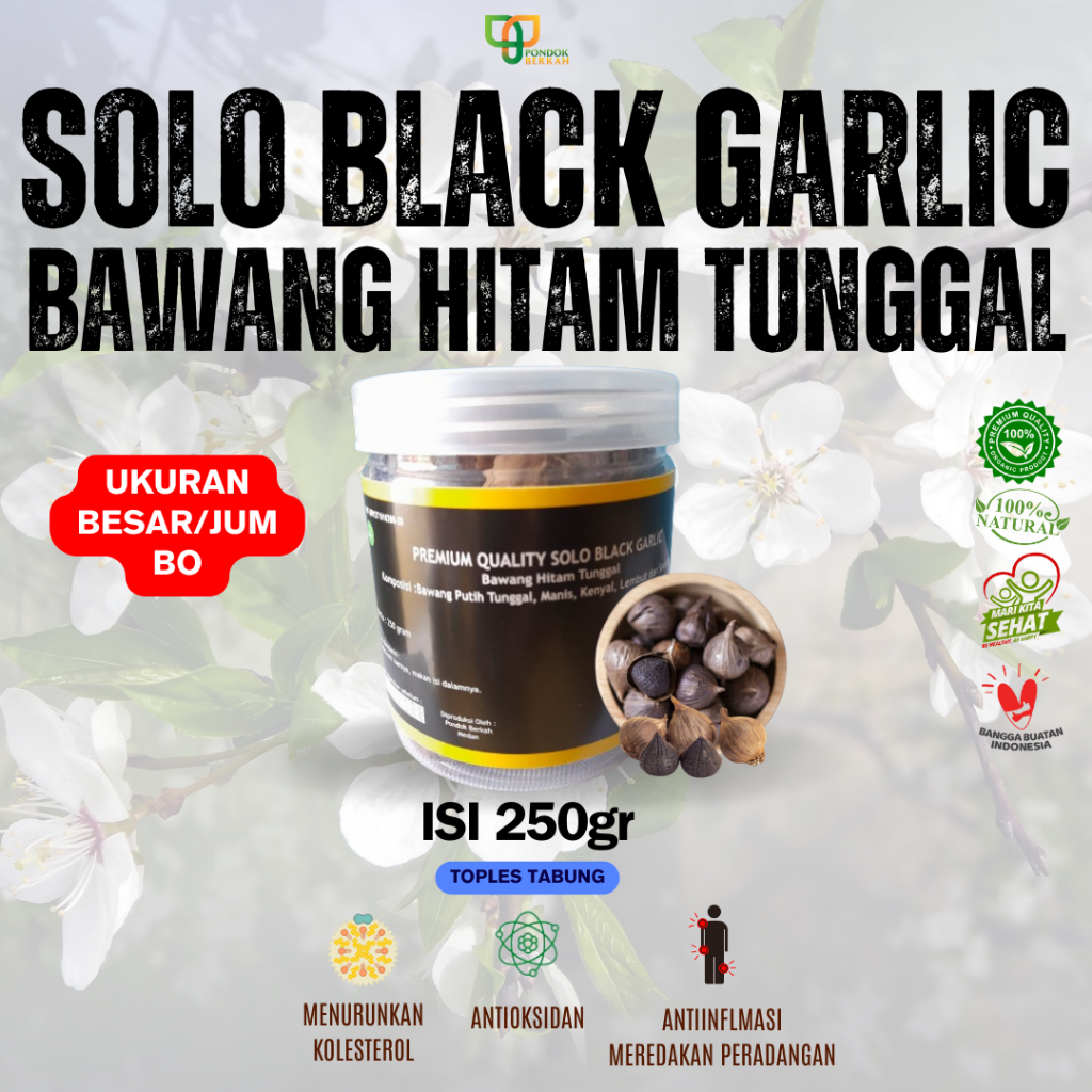 

Premium Grade A Bawang Hitam Tunggal Solo Black Garlic Netto 250 gram Toples Tabung Terlaris Fresh