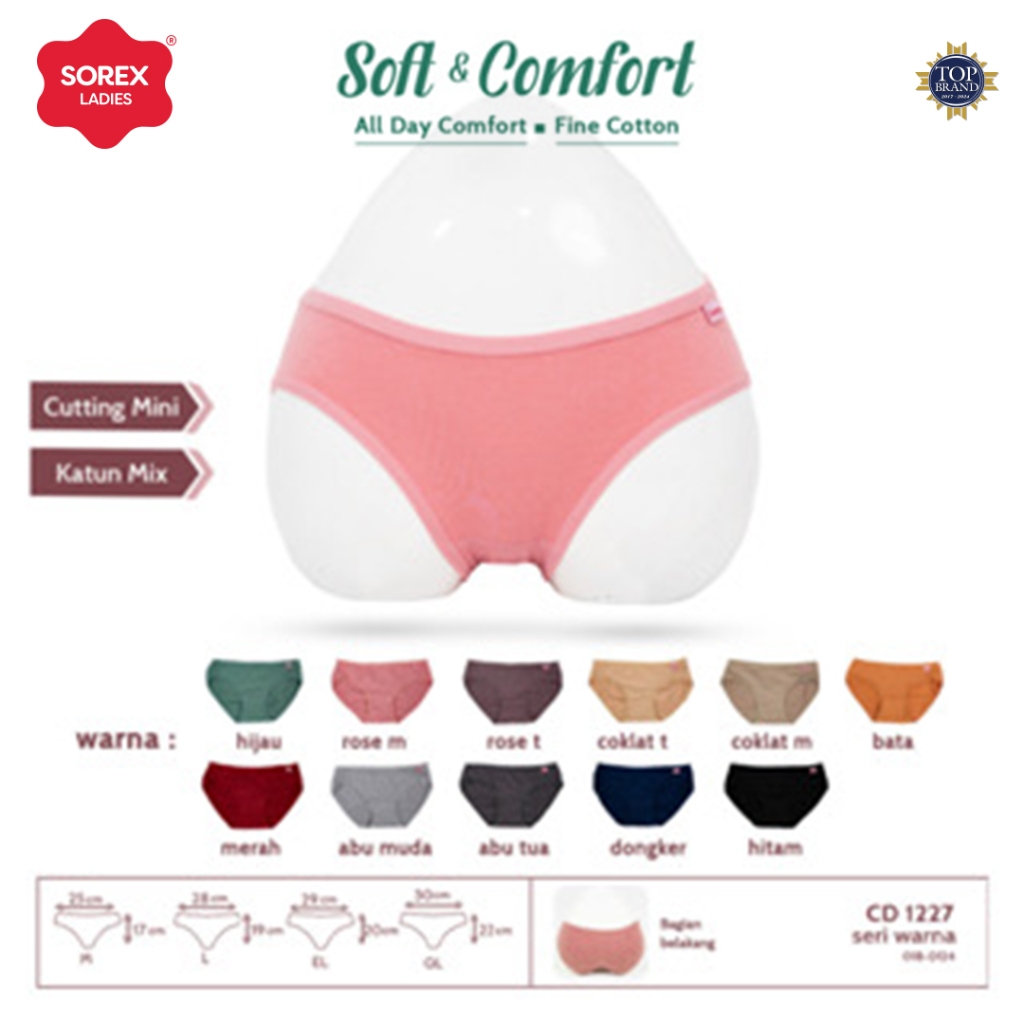 (6pcs) CD dewasa celana dalam perempuan cewek Sorex Cd Basic Mini Katun Mix 1227