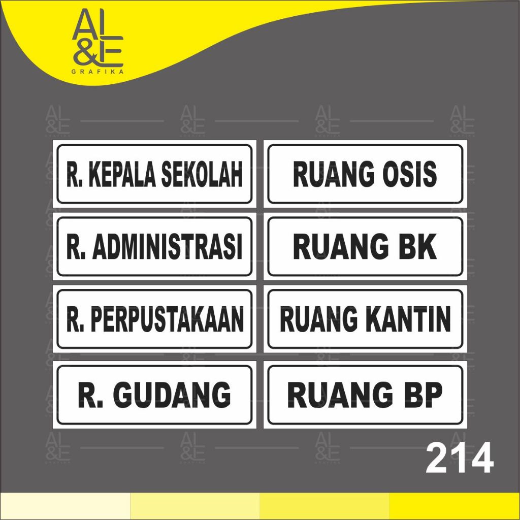 

214 - Stiker Nama Ruangan di Sekolah, Sticker Vinyl, Cetak Premium Indoor