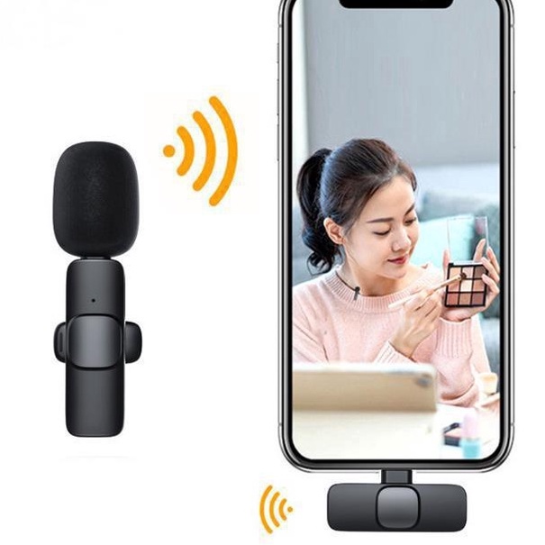 Terbaik Mic Wireless Smartphone Clip On Vlog Lavalier Microphone Wireless Mic Bluetooth Youtuber Tik