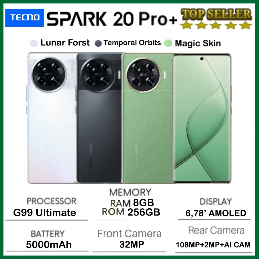 Tecno Spark 20 Pro PLus 8/256 GB | Spark 20 Pro 12/256 GB | Spark 20 NFC | Spark 20c NFC  8/256 8/128 4/128 Ram 8GB +8GB* / 4GB+4GB Rom 256gb 128gb Garansi Resmi-4