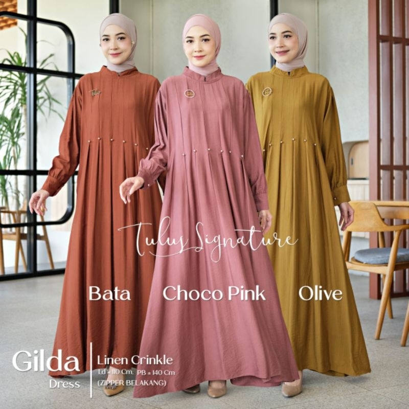 Daily Gamis Muslim Polos Linencrickle Ori Tulussignature Gilda dress