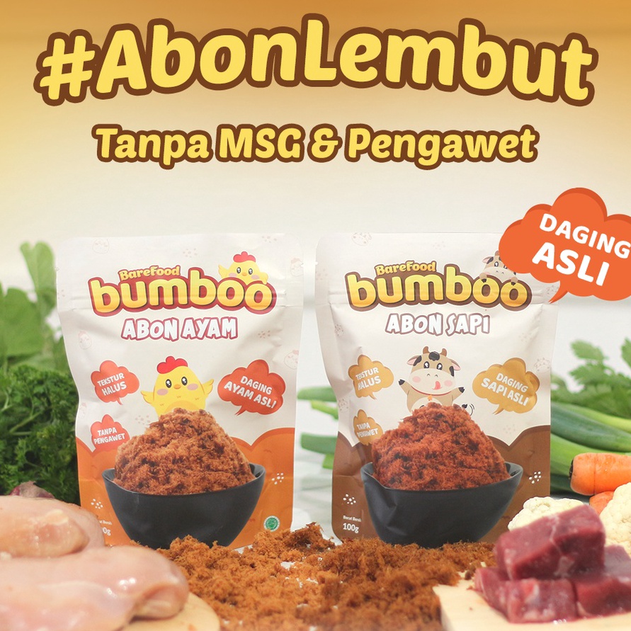 

Extra BUMBOO Abon Asli Tekstur Lembut MPASI Si Kecil Sumber Protein Tanpa MSG Tanpa Pengawet