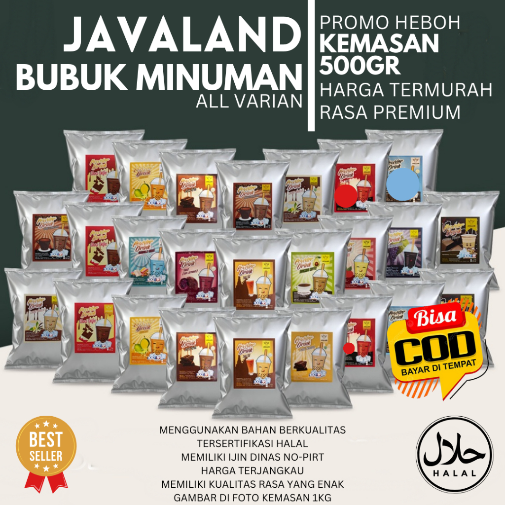 

Bubuk Minuman Rasa Kekinian Aneka Rasa Javaland Mix 500gr