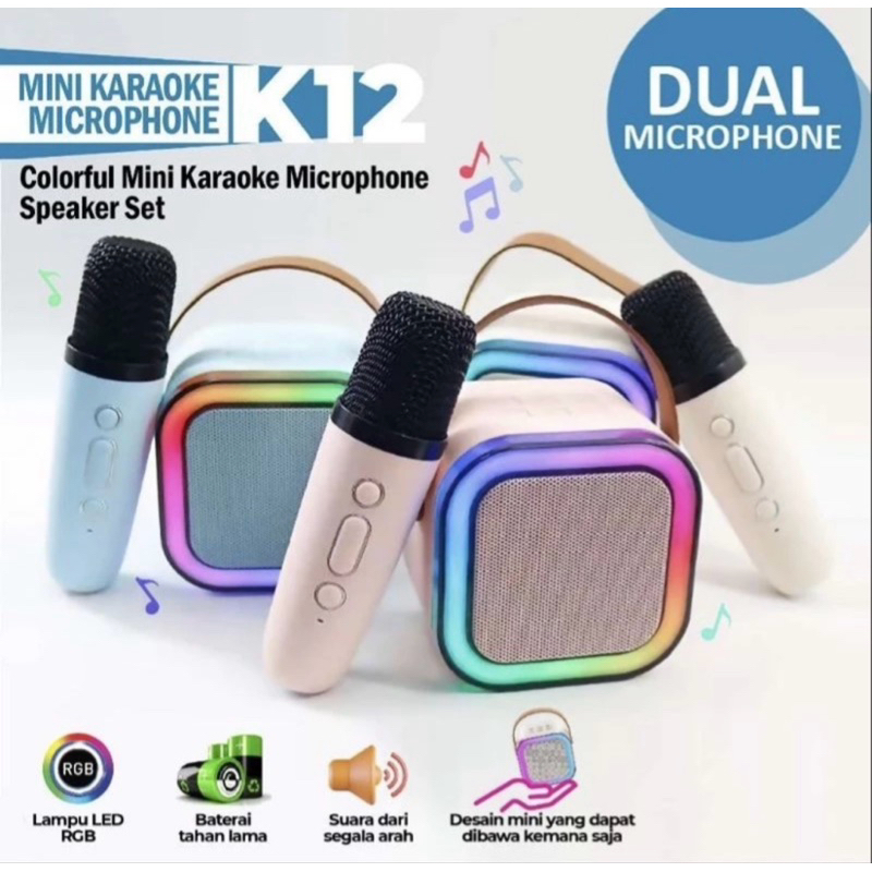 Speaker Bluetooth Portable Mini Free 2 Mic Wireless Led Disco / Speaker Fleco K12 Original