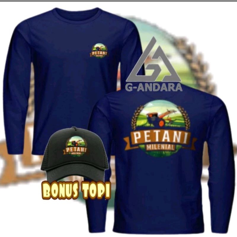KAOS LENGAN PANJANG PETANI MILENIAL BONUS TOPI