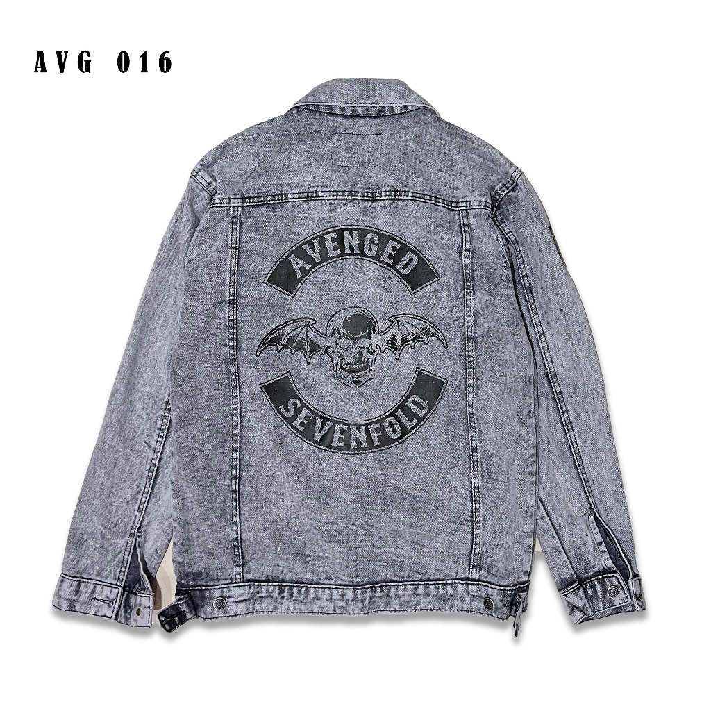 Jaket Denim Sablon Jaket Jeans Pria SABLON Bordir AVENGED SEVENFOLD AVG 016