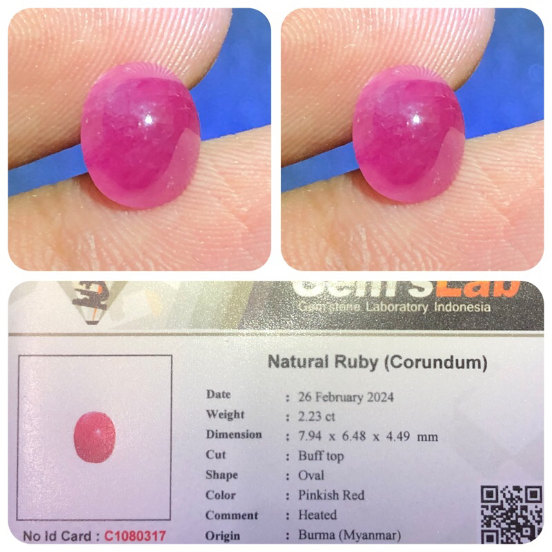 Natural ruby burma pinkish red