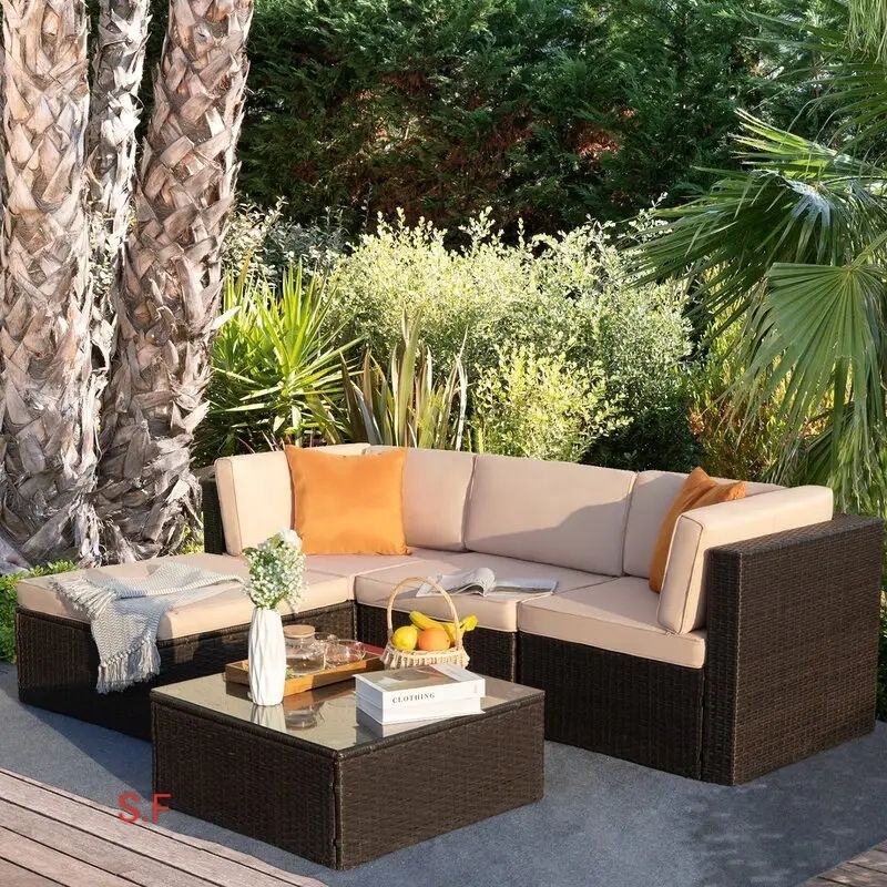 Kursi sofa sudut minimalis rotan sintetis