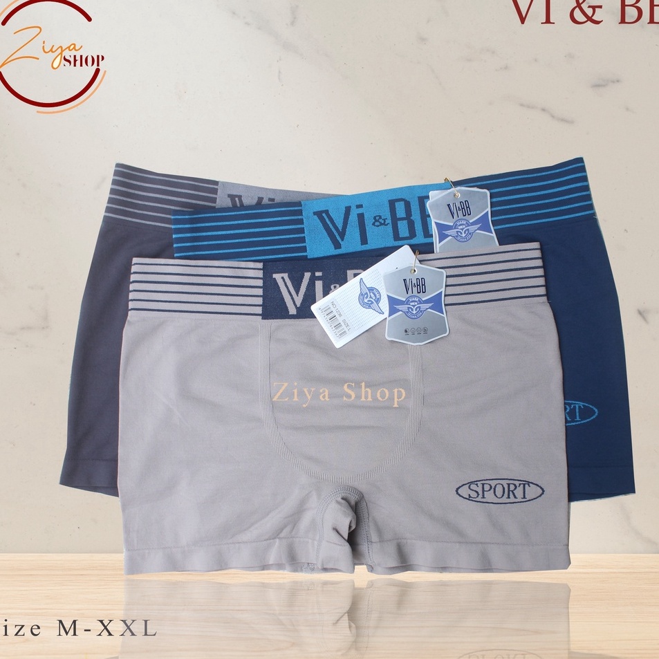 Pusat Original  6 Pcs Boxer Vi  BB Rajut Pria Dewasa  Celana Dalam CD Seamless Spandex Tanpa Jahitan