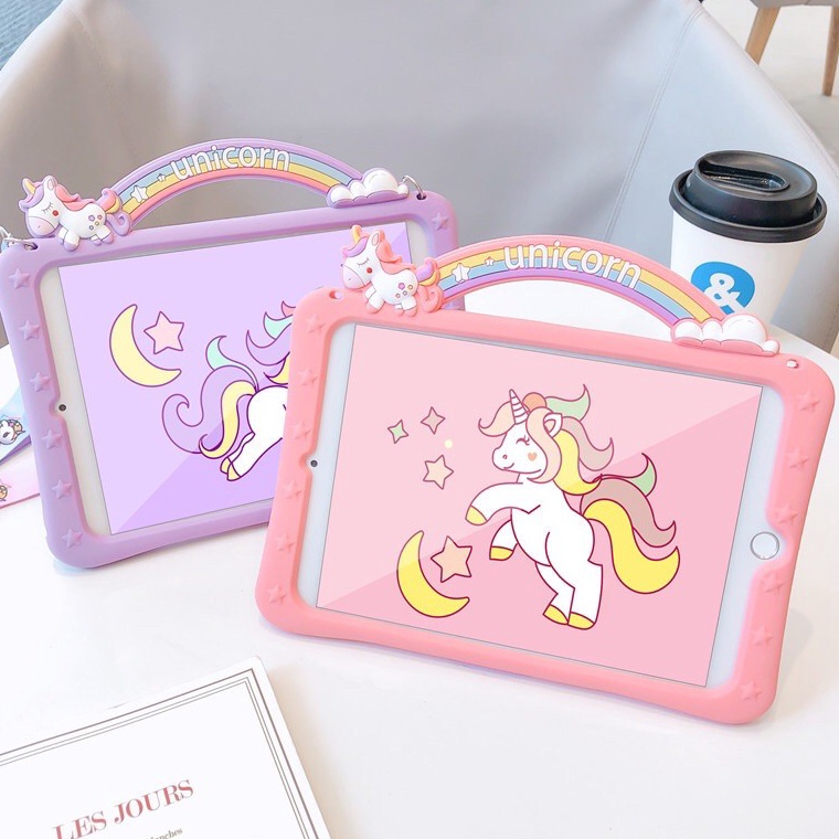 BBg K2K3 CASE silikon ipad 2 3 4 5 6 7 8 9 1 IPAD AIR 1 2 3 4 5 PRO 11 karakter anak UNICORN DINOSAU
