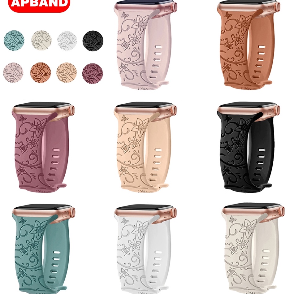 Harga Murah AER Silicone Print Strap iWatch IWO HW 49 45 44 42 41 4 38 mm Soft Sport Engraved Band W