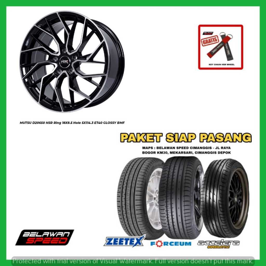 PAKETAN PELEK MOBIL PLUS BAN VELG HSR RING 18 R18 HSR MUTSU PCD 5X114,3 UNTUK INNOVA XPANDER TERIOS 
