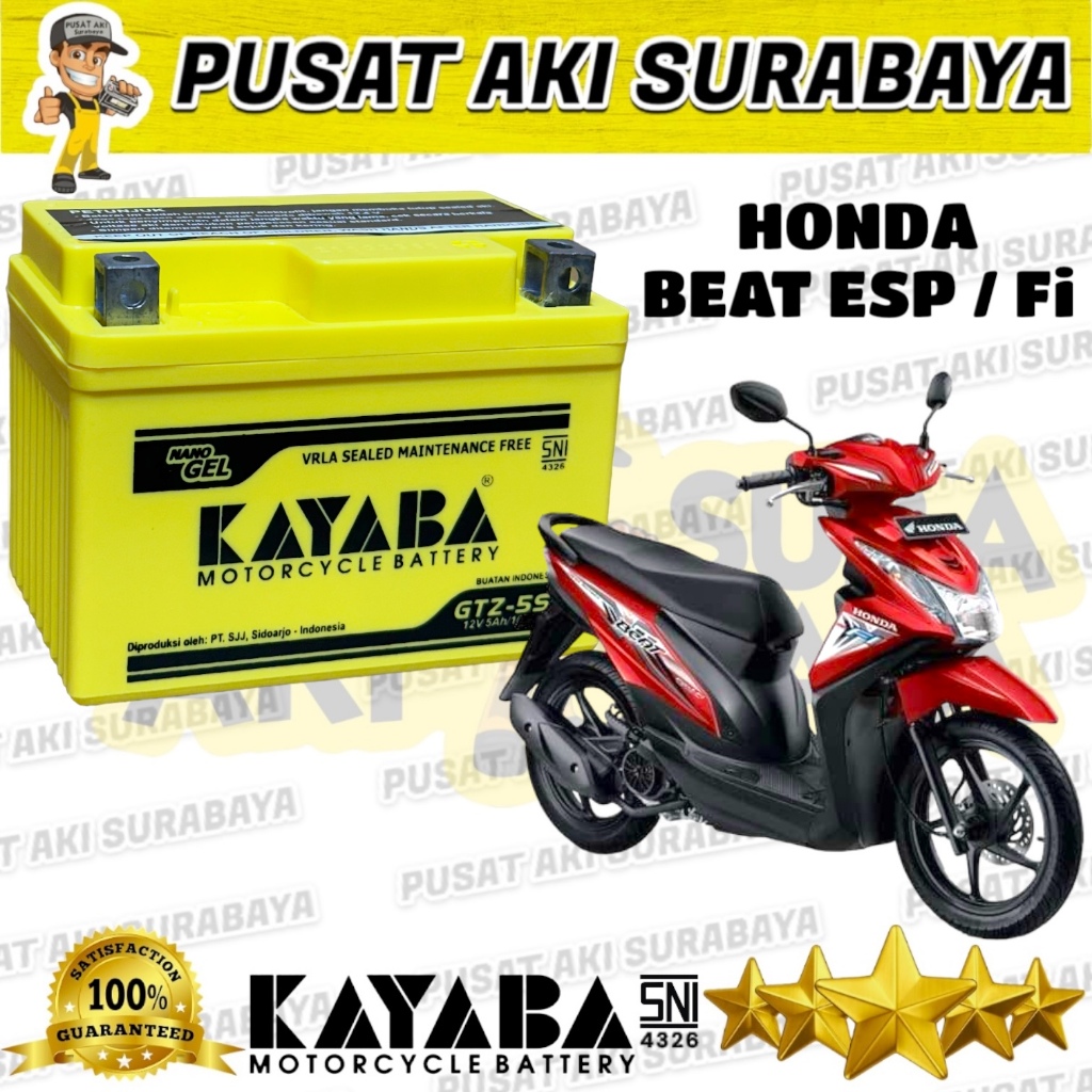 ASLI KAYABA JAPAN STANDARD ACCU KAYABA GTZ5S AKI KERING MOTOR HONDA BEAT FI BEAT ESP BEAT STREET CBS