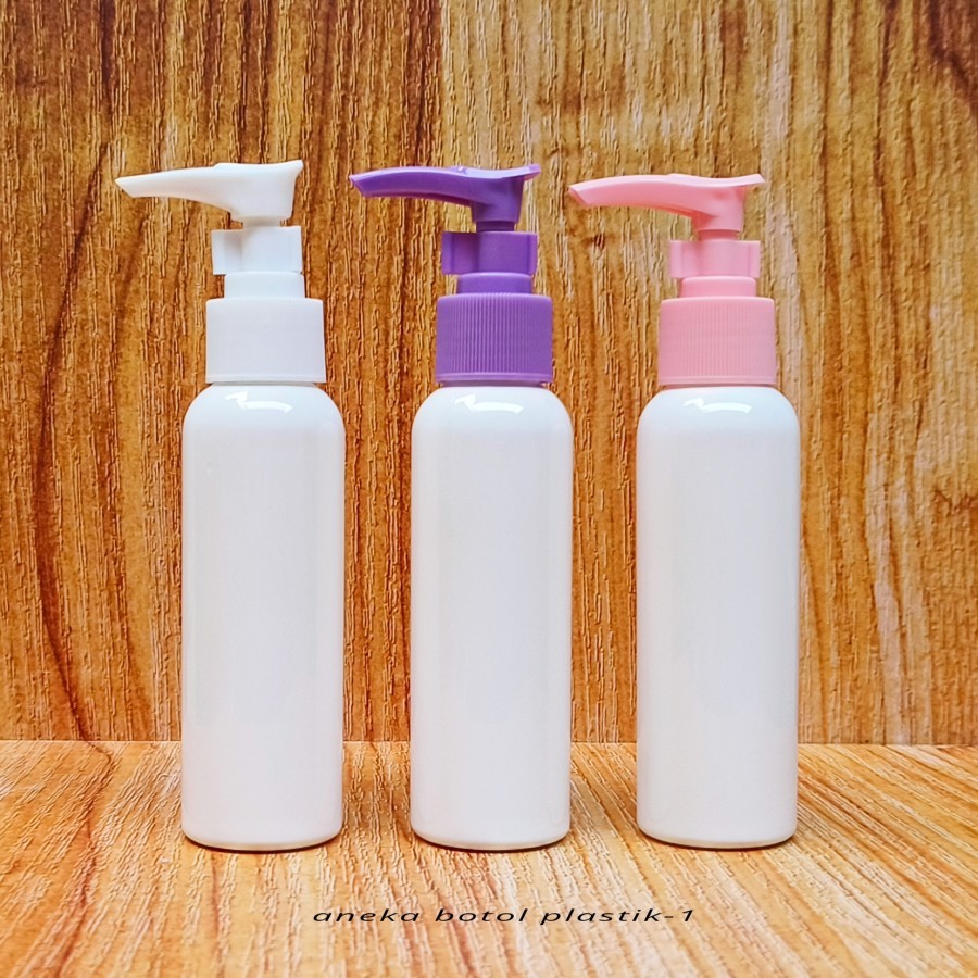 Botol Sabun Cair 100ml Tutup Pump Lotion Klip Lock Plastik / Botol Plastik 100 Ml Putih Pet Tebal