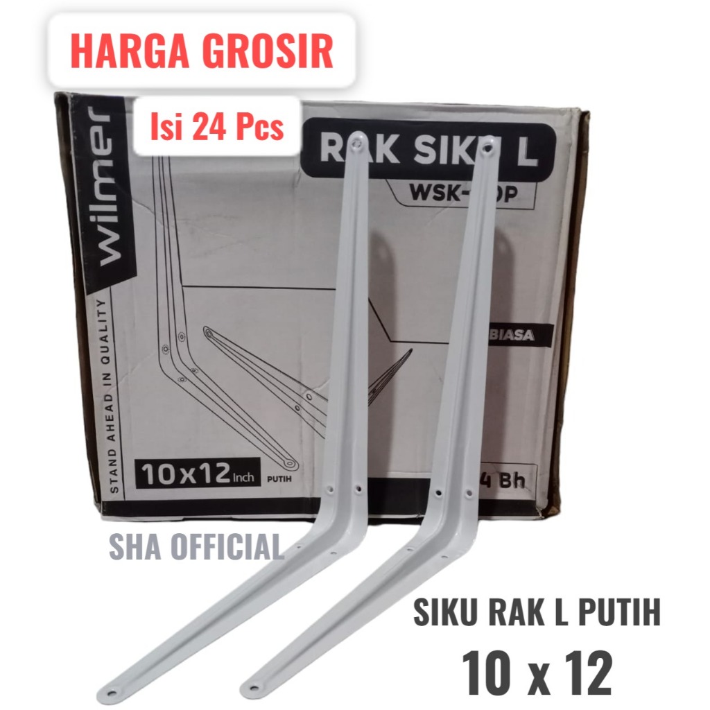 GROSIR Per Kotak Isi 24 Pcs Siku Rak L Putih 10 x 12 Ambalan Bracket Siku L Dinding