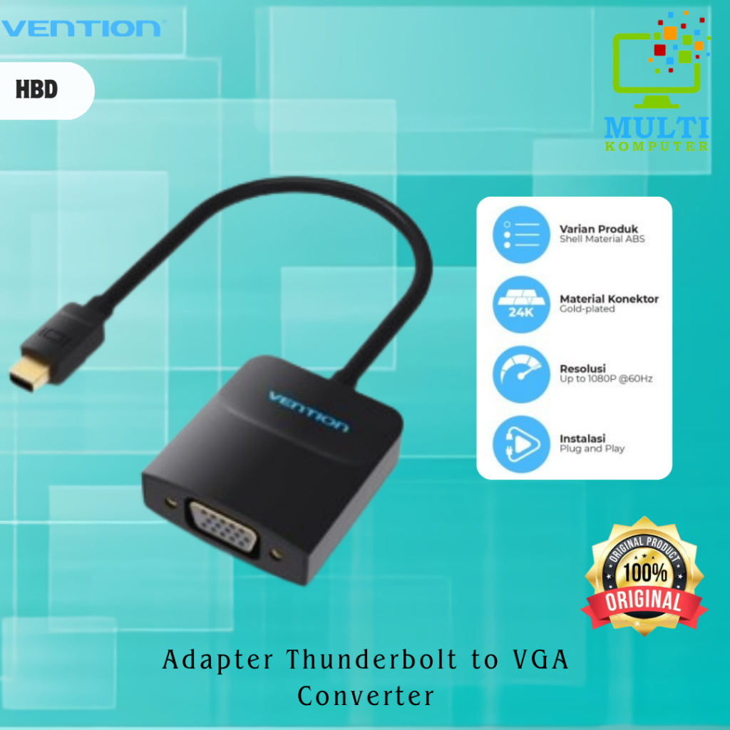 Vention Adapter Thunderbolt to VGA Converter Mini DP to VGA - HBD
